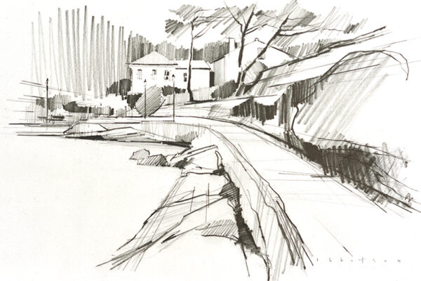 Fiskardo - 22 x 32cm pencil on cartridge paper